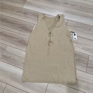 Beige Sleeveless Knit Top